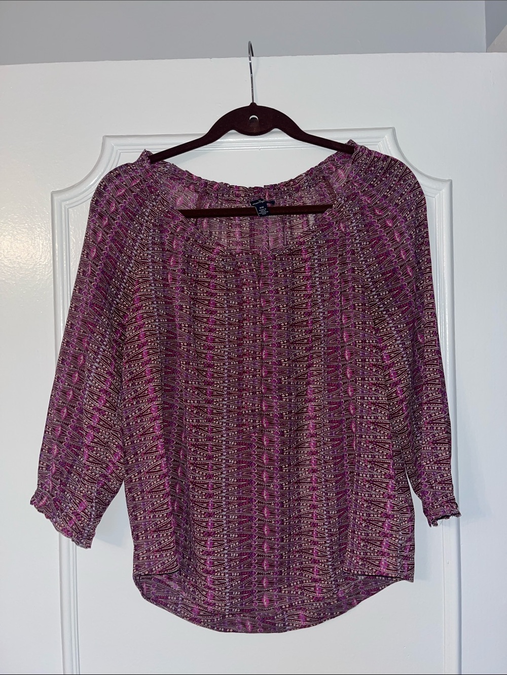 American Eagle Outfitters Purple Patterned Knit Tunic Top